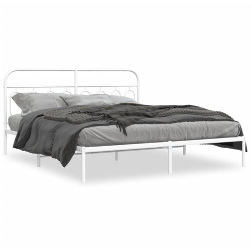 vidaXL Metalni okvir za krevet s uzglavljem bijeli 180x200 cm Cene
