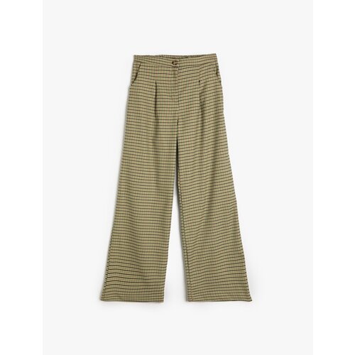 Koton Wide Leg Trousers Pleated Detailed Button Closure Pockets Slike