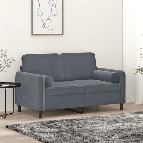 vidaXL Kavč dvosed z okrasnimi blazinami temno siv 120 cm žamet Cene