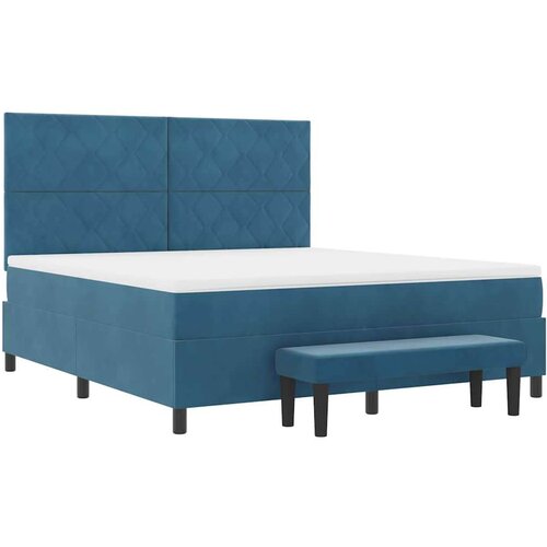 Box spring krevet Tamno plava 180 x 200 cm Bar&amp;scaron;un Slike
