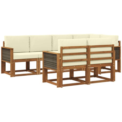 vidaXL Zunanja garnitura za sedenje 7 pcs Naravna in smetana Poliester, (5000280695) Cene