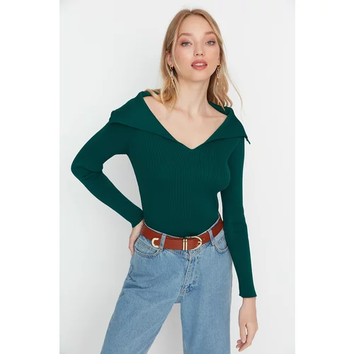 Trendyol Sweater - Green - Slim fit