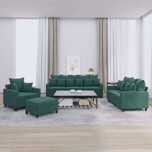  4-dijelni set sofa s jastucima tamnozeleni baršunasti Cijene
