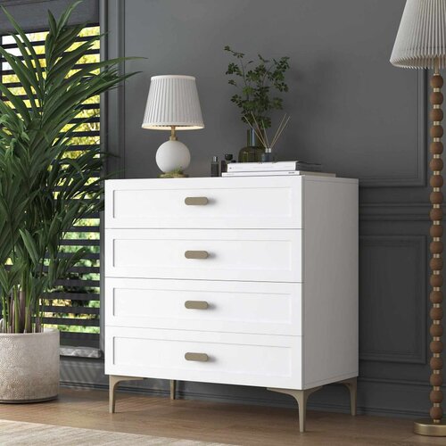 Hanah home komoda BE121, 85,6 cm, bela Slike