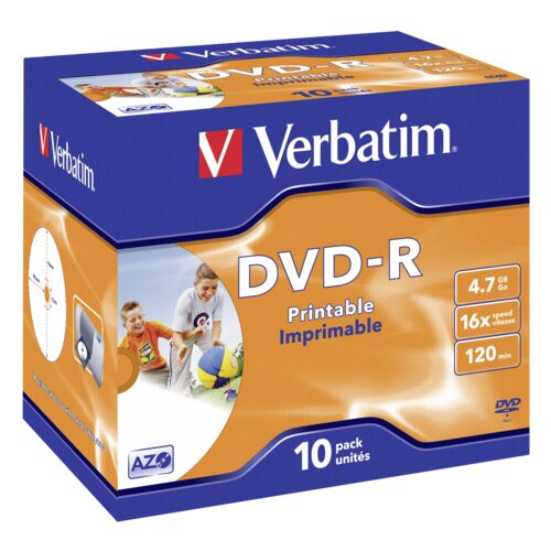 Verbatim 1x10 DVD-R 4,7GB 16x Speed, Jewel Case, printable Slike