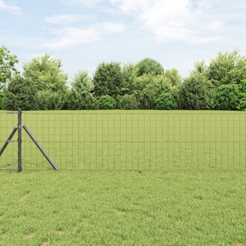 vidaXL evropska ograja z 13 stebri 0.6x25 m pocinkano jeklo siva Cene