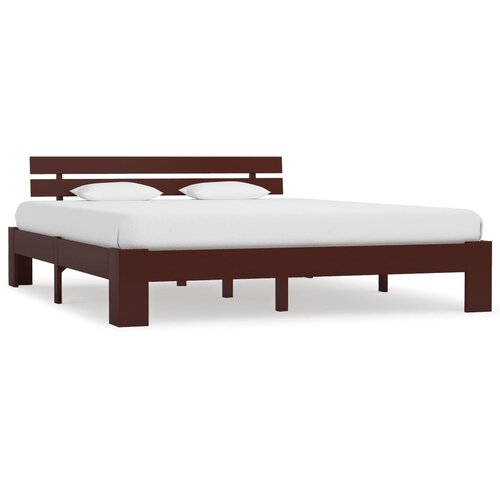 VidaXL Posteljni okvir temno rjav iz trdne borovine 180x200 cm Slike