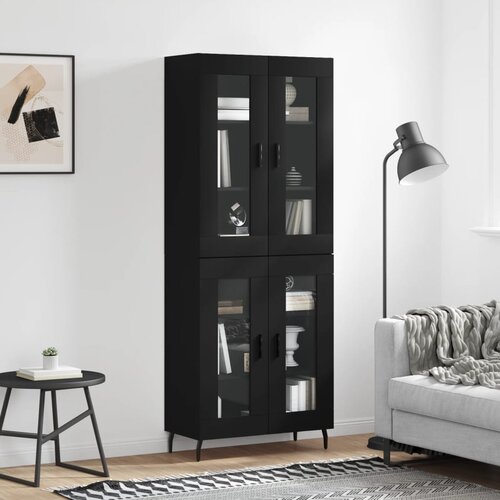 The Living Store Visoka komoda črna 69,5x34x180 cm inženirski les - Visoka Omara, (21661149) Cene