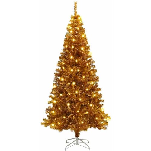 VidaXL Umjetne božićne jelke S LED lampica Zlatno 180 cm PET Slike