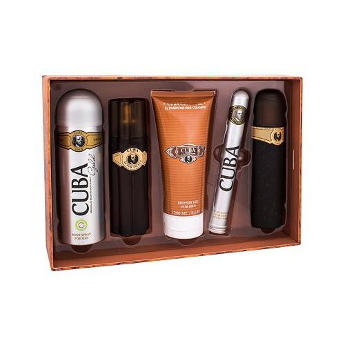 Cuba gold darilni set toaletna voda 100 ml + vodica po bitju 100 ml + gel za prhanje 200 ml + deodorant 200 ml + toaletna voda 35 ml za moške Cene