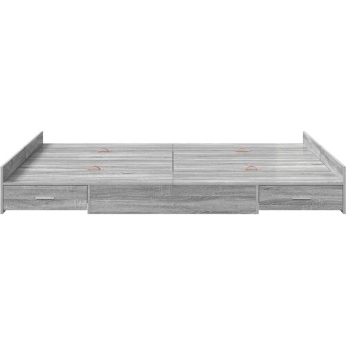  Krevet s ladicama Siva Sonoma 150 x 200 cm Konstruirano drvo Slike