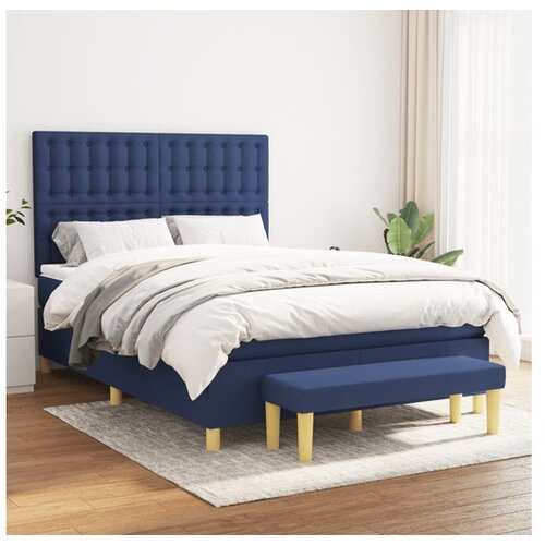 vidaXL Krevet s oprugama i madracem plavi 140 x 190 cm od tkanine Cijene