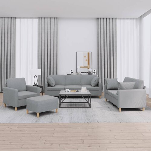  4-dijelni set sofa s jastucima svjetlosivi od tkanine Cene