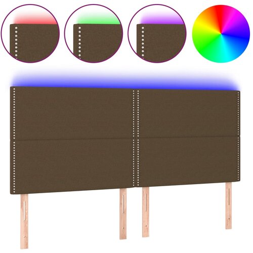 VidaXL LED posteljno vzglavje temno rjavo 200x5x118/128 cm blago, (20737240) Slike