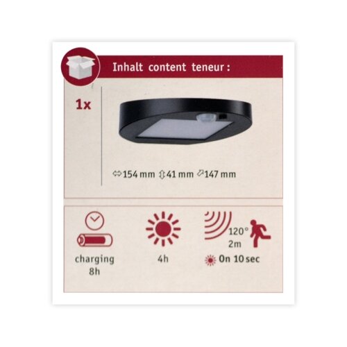  Paulmann 94246 - LED/1,2W IP44 Spoljna solarna svetiljka sa senzorom RYSE 3,7V Slike