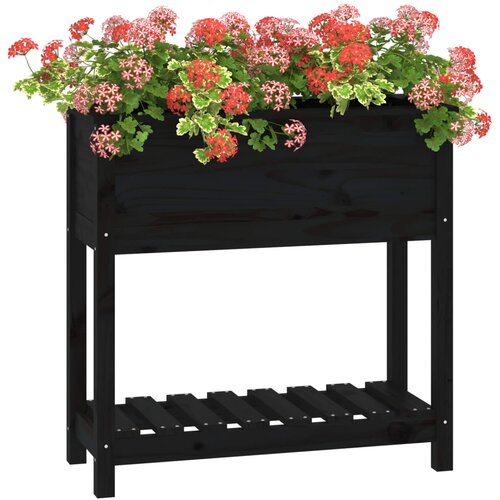  Sadilica s policom crna 82,5x34,5x81 cm od masivne borovine Slike