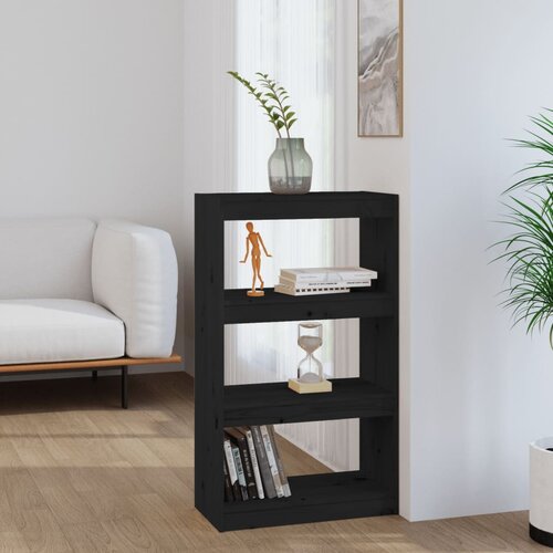 vidaXL knjižna omara / pregrada črna 60x30x103,5 cm trdna borovina Cene