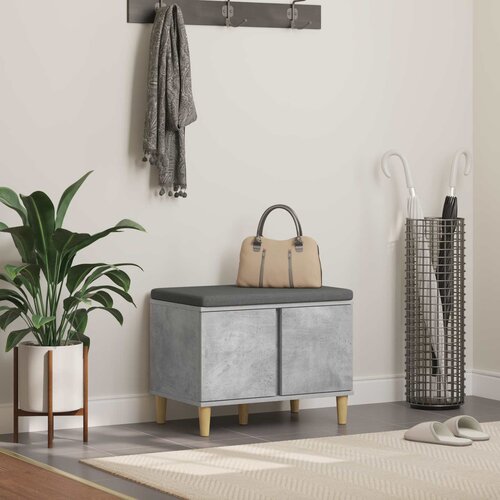  Klupa za hodnik s jastukom Betonsko Siva 60 x 38 x 46 cm Slike