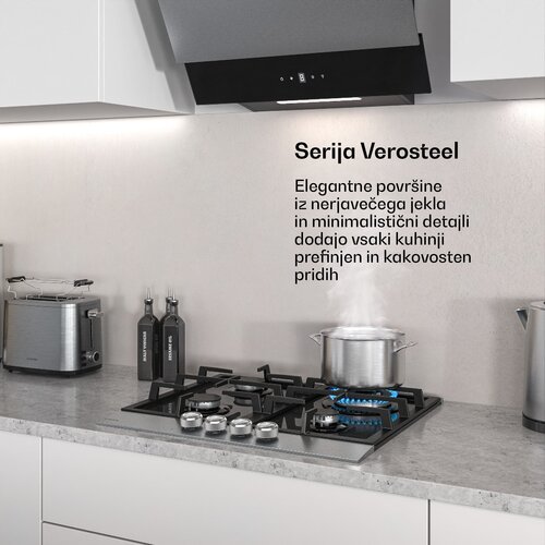 Klarstein Verosteel plinsko kuhalo, 4 plamena, električno paljenje, kompatibilno s prirodnim plinom i LPG-jem, 8000 W, 60cm Slike