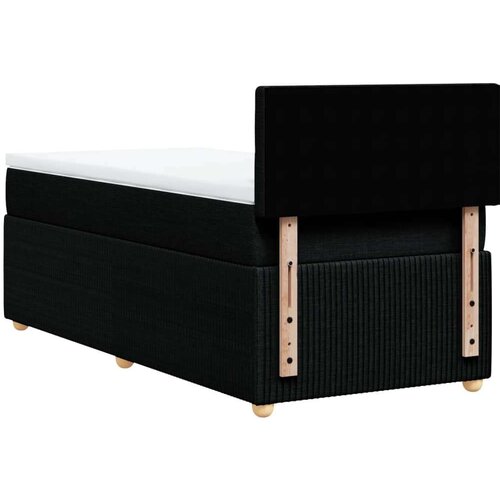 VidaXL Krevet s oprugama i madracem crni 90x200 cm od tkanine Slike