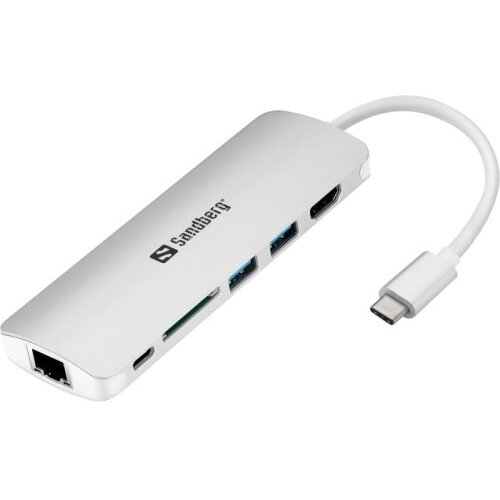 Sandberg USB-C Dock HDMI+LAN+SD+USB 100W priklopna postaja Cene