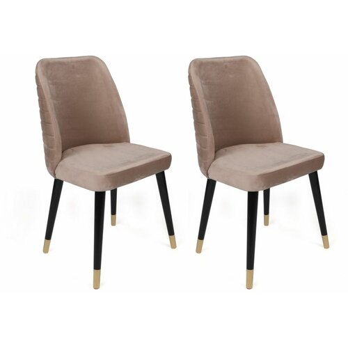 Woody Fashion Hugo-364 V2 BeigeBlackGold Chair Set (2 Pieces) Cene