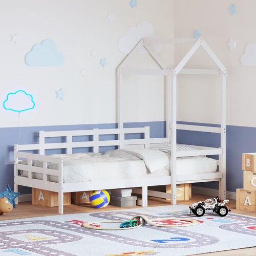  Dnevni krevet s krovom bez madraca bijeli 80x200cm masivno drvo Cene