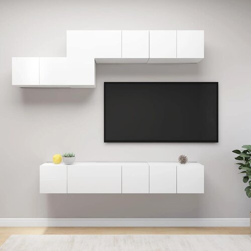  7-dijelni set TV ormarića bijeli od konstruiranog drva Cene