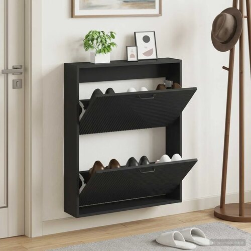  Ormar za cipele na zidu HAARLEM 71 x 17 x 86 cm Crna - Crna Cijene