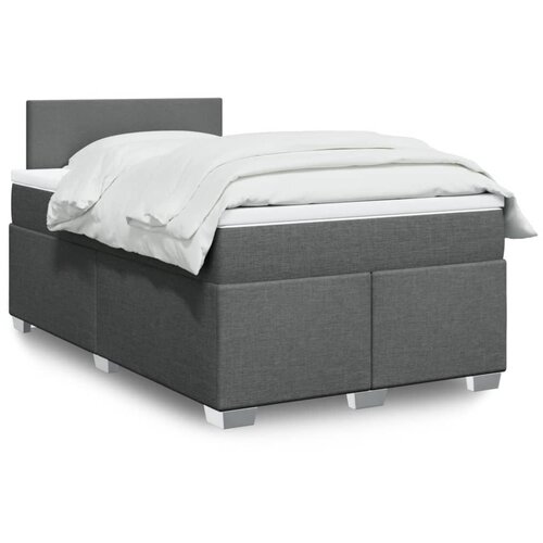 VidaXL Krevet s oprugama i madracem tamnosivi 120 x 200 cm od tkanine Slike
