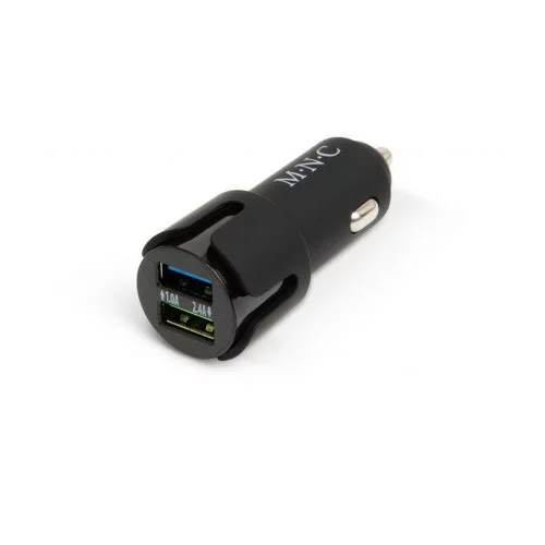 MNC Adapter za vžigalnik za avtomobil z 2 USB vtičnicama - črn