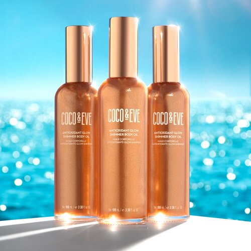 Coco &amp;amp; Eve Sunny Honey Antioxidant Glow Shimmer Body Oil posvetlitveno olje za telo 100 ml Slike