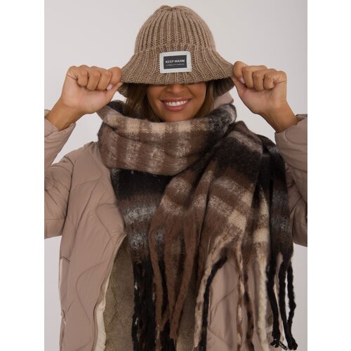 Fashion Hunters Dark beige knitted winter hat RUE PARIS Slike