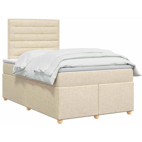  Boxspring krevet s madracem Krem 120 x 200 cm Tkanina - Krem 120 x 200 cm Dizajn linija Slike