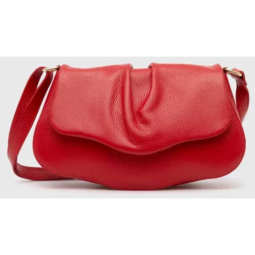 Answear Lab Usnjena torbica rdeča barva