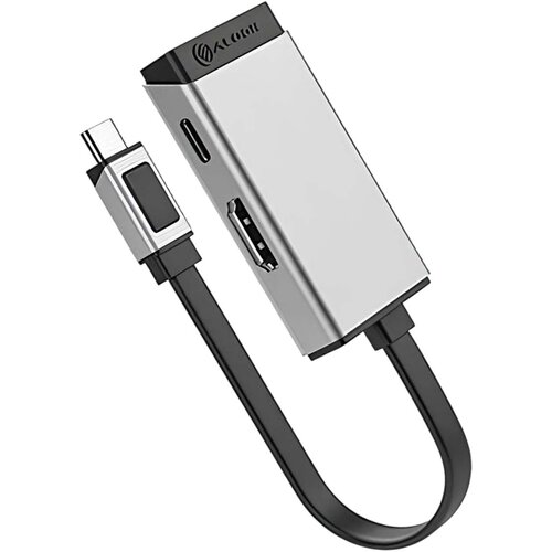 Oem A-Logic, 2-v-1 USB-C na HDMI 4K 60Hz in USB-C 100W hitri HUB MagForce serija, Črna / Srebrna, (5000185074) Cene