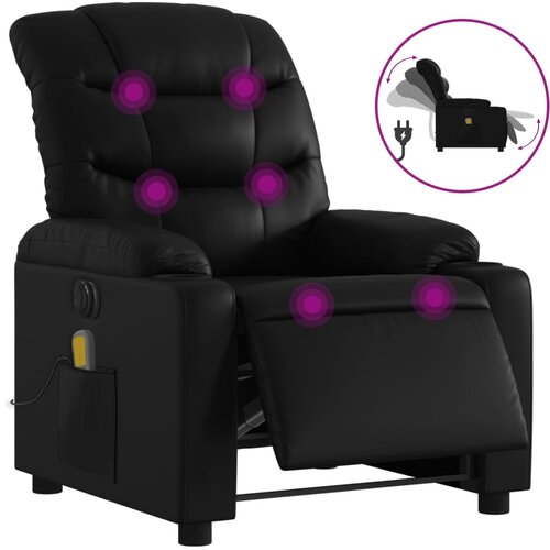 Maison Chic Električni masažni naslanjač - Relax naslanjač črno umetno usnje, (22134686) Cene