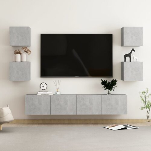 The Living Store Komplet TV omaric 6-delni betonsko siva iverna plo&amp;scaron;ča - TV Omarica, (21374837) Slike