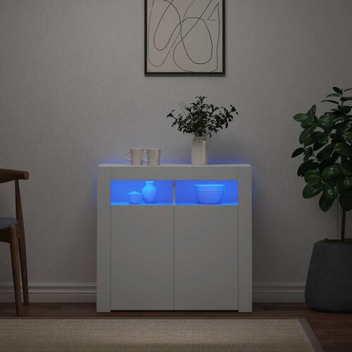  Komoda s LED svjetlima bijela 80 x 35 x 75 cm Cene