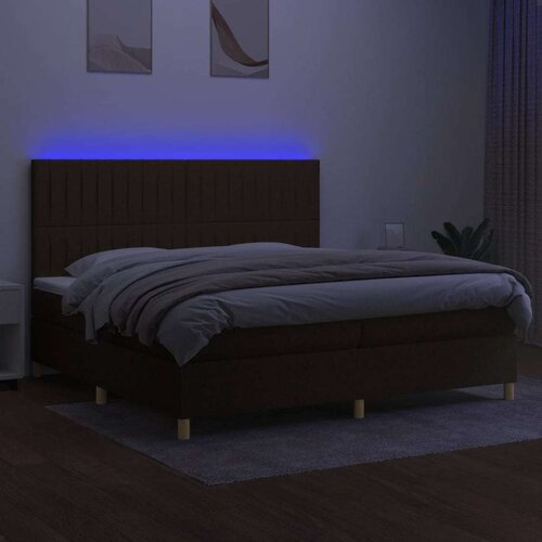  Krevet box spring s madracem LED tamnosmeđi 200x200 cm tkanina Slike