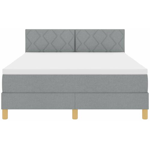  LED Box Spring Krevet Svijetlo siva 140 x 200 cm tkanina Slike