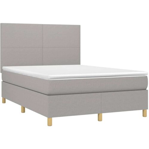  Box spring s madracem LED svjetlosivi 140x190 cm tkanina Slike