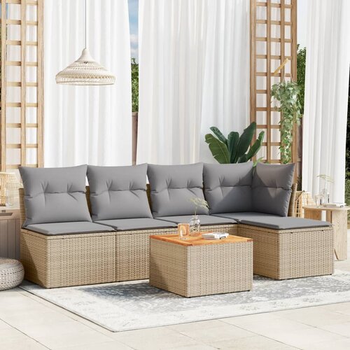VidaXL 6-dijelni set vrtnih sofa s jastucima bež od poliratana Slike