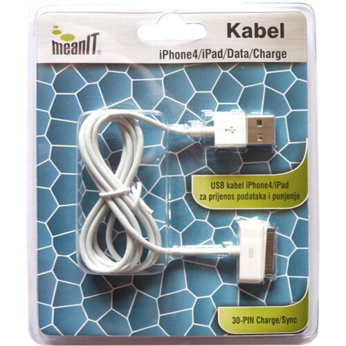 Mean IT USB kabl za Iphone 3 / 4, dužina 1.0 metar, bijeli - KABEL ZA IPHONE 3 / 4 Cijene