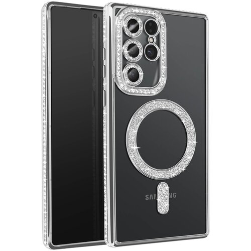 AVIZAR Diamantno ohi&scaron;je za Samsung Galaxy S25 Ultra MagSafe Obris Strass, Srebrna, (5000010162) Cene