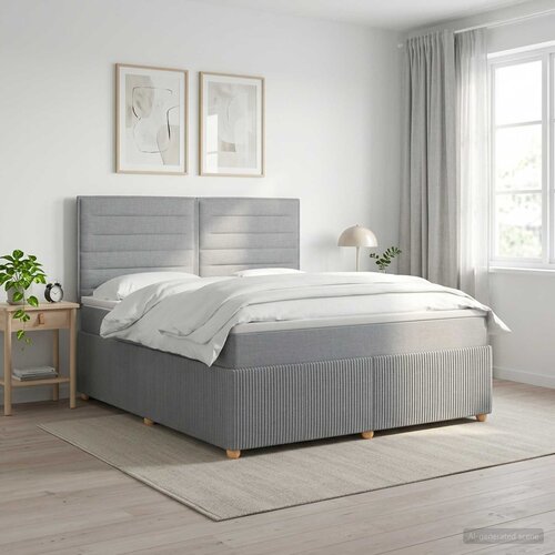  Boxspring krevet s madracem Svjetlosiva 140 x 200 cm Tkanina Cijene