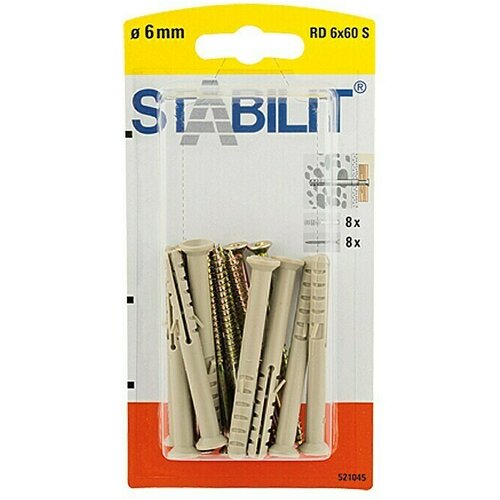 STABILIT Set univerzalnih moznikov z ovratnikom (Premer zidnega vložka: 6 mm, Dolžina zidnega vložka: 60 mm, Plastika, 8 kos) Cene