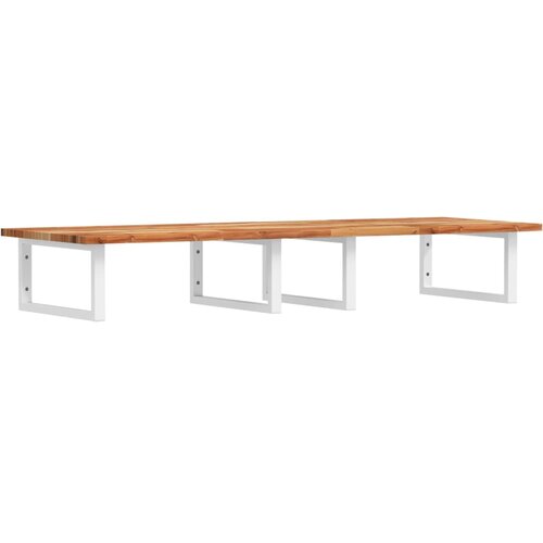 vidaXL Zidna polica za Lavabo - Umivaonik od čelika i masivnog bagremovog drva - tamno smeđe i bijele boje 160 x 50 x 2 cm 1 Pravokutno Cene