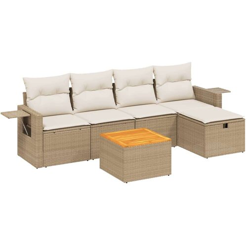 VidaXL 6-dijelni set vrtnih sofa s jastucima bež od poliratana Slike