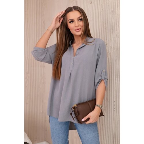 Kesi Blouse with a longer back grey Slike